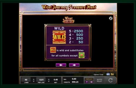 West Journey Treasure Hunt Slot Machine Wild Symbol Screen