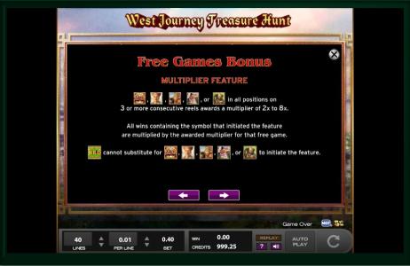 West Journey Treasure Hunt Slot Machine Free Spins Bonus Screen