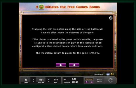 West Journey Treasure Hunt Slot Machine Game Rules Screen