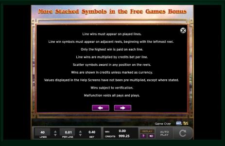 West Journey Treasure Hunt Slot Machine Game Rules Screen