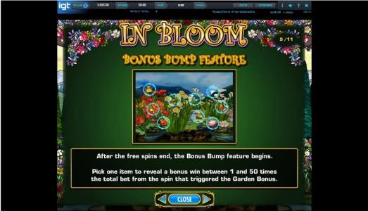In Bloom Slot Machine In Bloom Bonus Bump Feature Screen