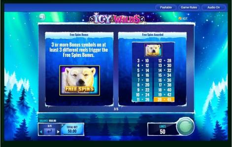 Icy Wilds Slot Machine Free Spins Bonus Screen
