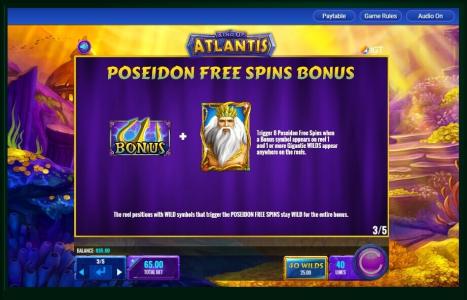 King of Atlantis Slot Machine Free Spins Bonus Screen