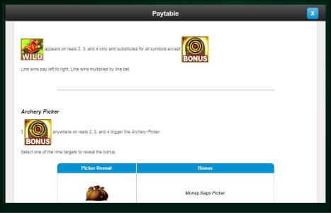 Medieval Money Slot Machine Paytable Screen
