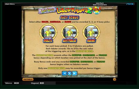 Lucky Larrys Lobstermania 2 Slot Machine Buoy Bonus Game Screen