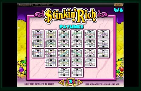 Stinkin Rich Slot Machine Paylines Screen
