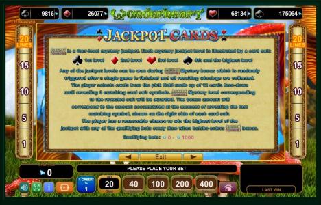 Wonderheart Slot Machine Jackpot Cards Screen