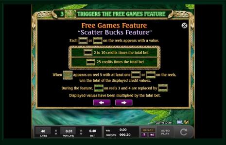 Ancient Arcadia Slot Machine Free Games Bonus Screen