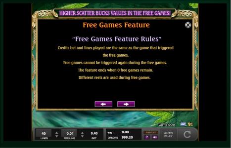 Ancient Arcadia Slot Machine Free Games Bonus Screen