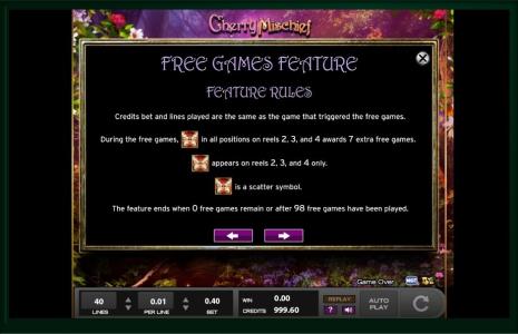 Cherry Mischief Slot Machine Free Game Feature Screen