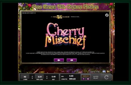 Slot Machine Cherry Mischief Screen