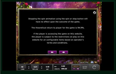 Cherry Mischief Slot Machine Game Rules Screen