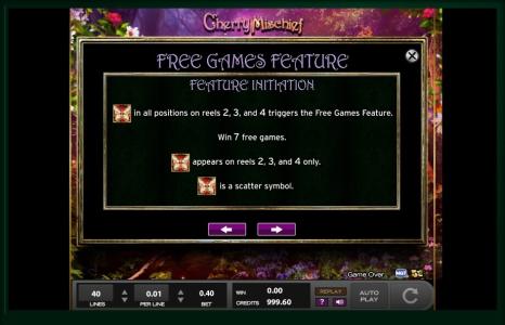 Cherry Mischief Slot Machine Free Game Feature Screen
