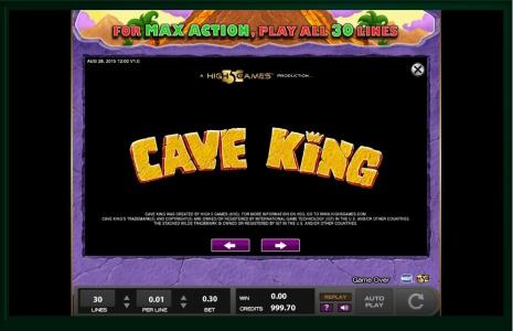 Cave King Slot Machine Cave King Screen