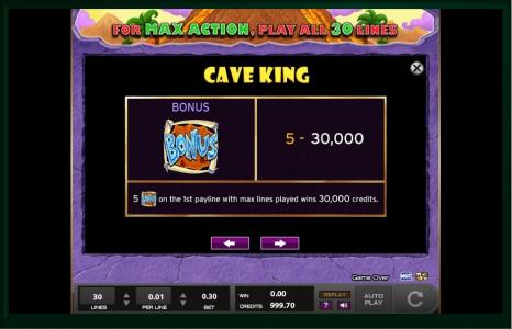 Cave King Slot Machine Wild Symbol Screen