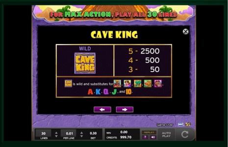 Cave King Slot Machine Wild Symbol Screen
