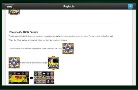 Wheel of Fortune on tourSlot Machine Paytable Screen