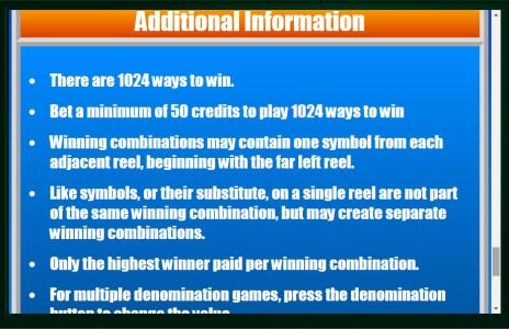 Big Prize Bubblegum Slot Machine Additional Information Screen