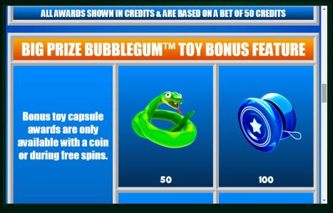 Big Prize Bubblegum Slot Machine Bonus Feature Screen