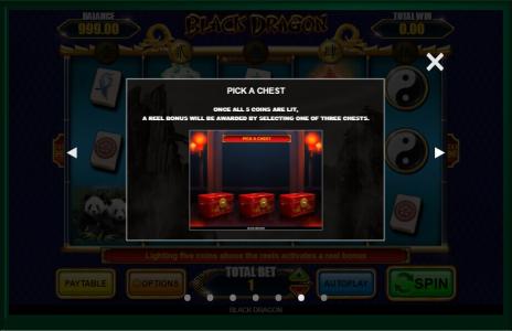 Black Dragon Slot Machine Pick A Chest Bonus Screen