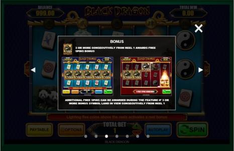 Black Dragon Slot Machine Bonus Game Screen