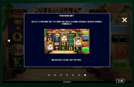 Atlantis: City of Destiny Slot Machine Reel Bonus Modifiers Screen