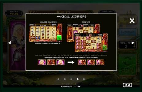Kingdom of Fortune Slot Machine Magical Modifiers Screen