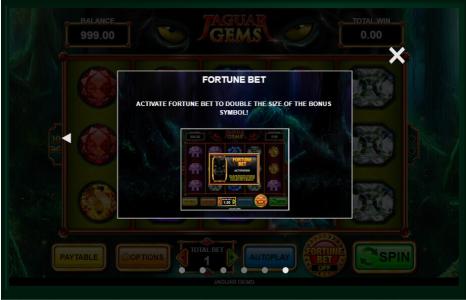 Jaguar Gems Slot Machine Fortune Bet Feature Screen
