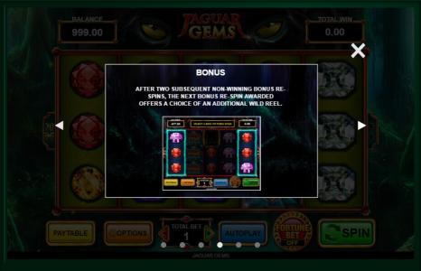 Jaguar Gems Slot Machine Bonus Game Screen