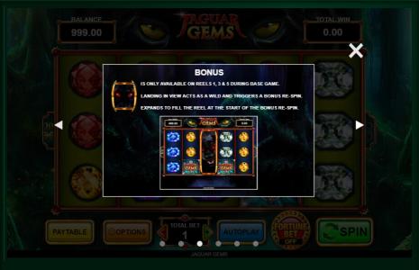 Jaguar Gems Slot Machine Bonus Game Screen
