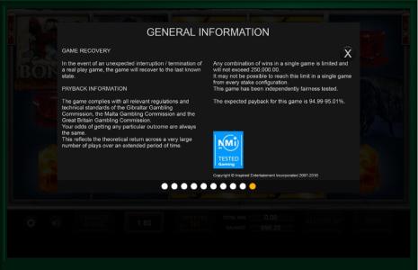 Gem Hunter Slot Machine General Information Screen