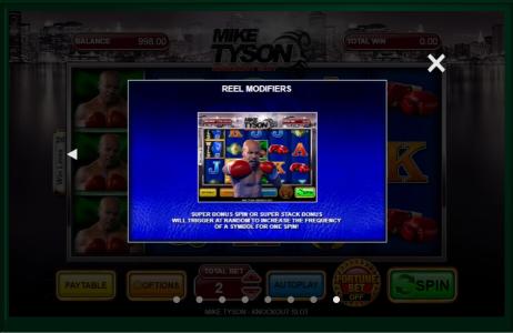 Mike Tyson Knockout Slot Machine Reel Modifiers Screen