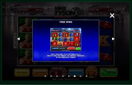 Mike Tyson Knockout Slot Machine Free Spins Bonus Screen