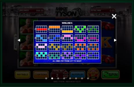 Mike Tyson Knockout Slot Machine Paylines Screen