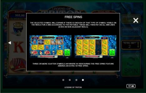 Legend of Triton Slot Machine Free Spins Bonus Screen