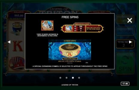 Legend of Triton Slot Machine Free Spins Bonus Screen