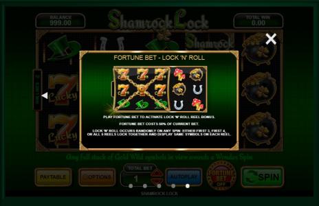 Shamrock Lock Slot Machine Fortune Bet Screen