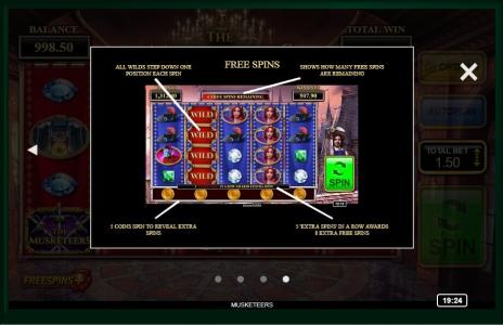 The Musketeers Slot Machine Free Spins Bonus Screen