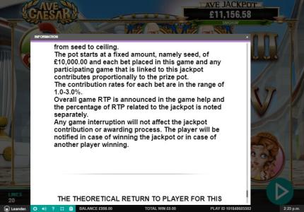 Ave Caesar Slot Machine Game Rules Screen