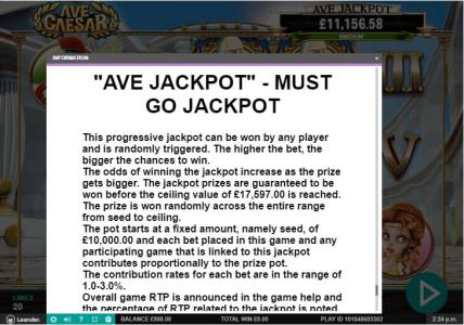 Ave Caesar Slot Machine Game Rules Screen