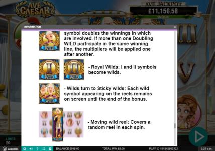 Ave Caesar Slot Machine Game Feature Screen