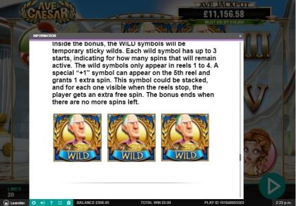 Ave Caesar Slot Machine Free Spins Bonus Screen