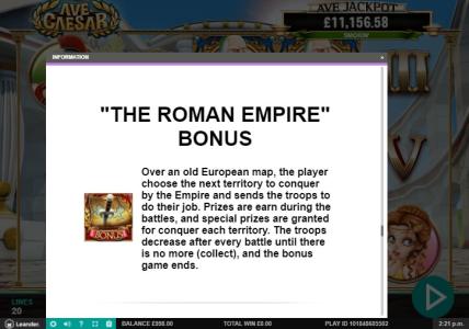 Ave Caesar Slot Machine Free Spins Bonus Screen