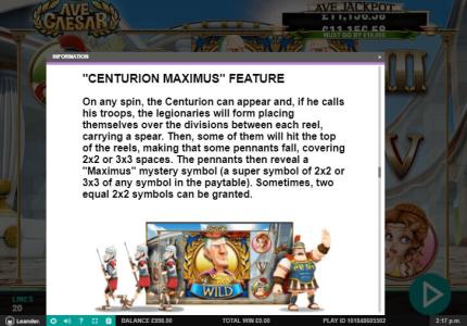 Ave Caesar Slot Machine Game Feature Screen