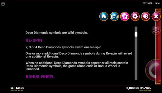 Deco Diamonds Slot Machine Wild Symbol Screen