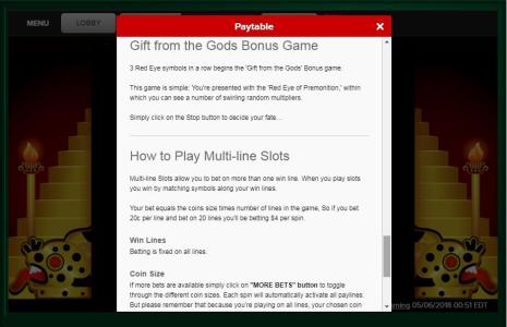 Fortune Temple Slot Machine Bonus Game Screen