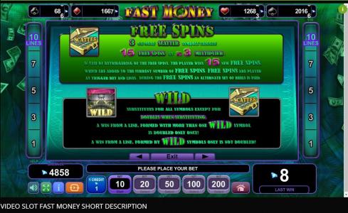 Fast Money Slot Machine Free Spins Bonus Screen