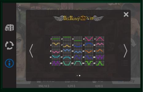 Hot Honey 22 VIP Slot Machine Paylines Screen