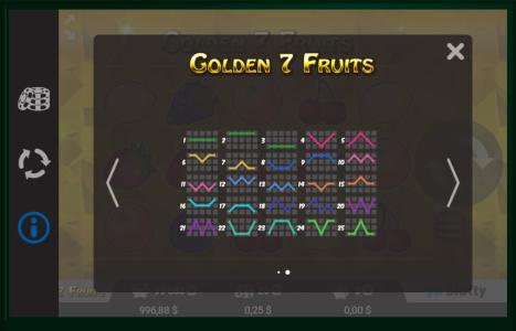 Golden 7 Fruits Slot Machine Paylines Screen