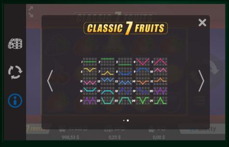 Classic 7 Fruits Slot Machine Paylines Screen